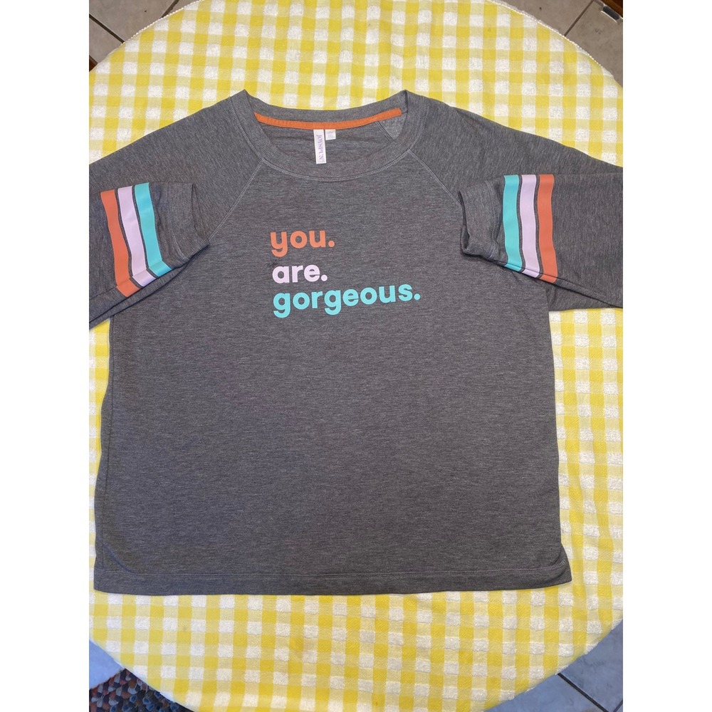 Joyspun You Are Gorgeous Grey Graphic Raglan Sweatshirt XL JS42711SA